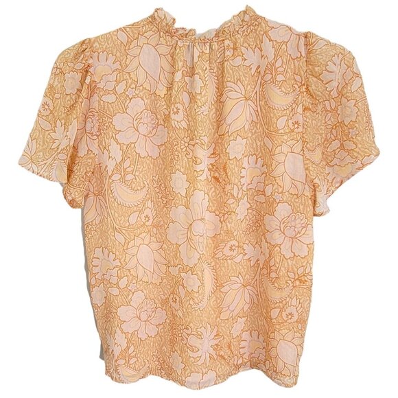 Cupcakes and Cashmere Womens Orange Floral Blouse Ruffled Neck Size M NWT - Picture 2 of 11